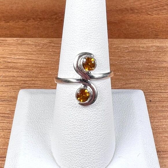Citrine Ring Birthstone Solid Sterling Silver - Sz 8.5 - Picture 2 of 4